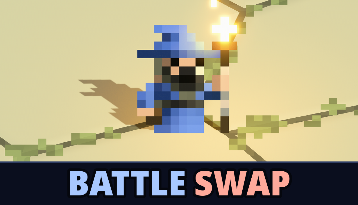 Battle Swap capsule art: the Wizard standing on a hex-tile arena